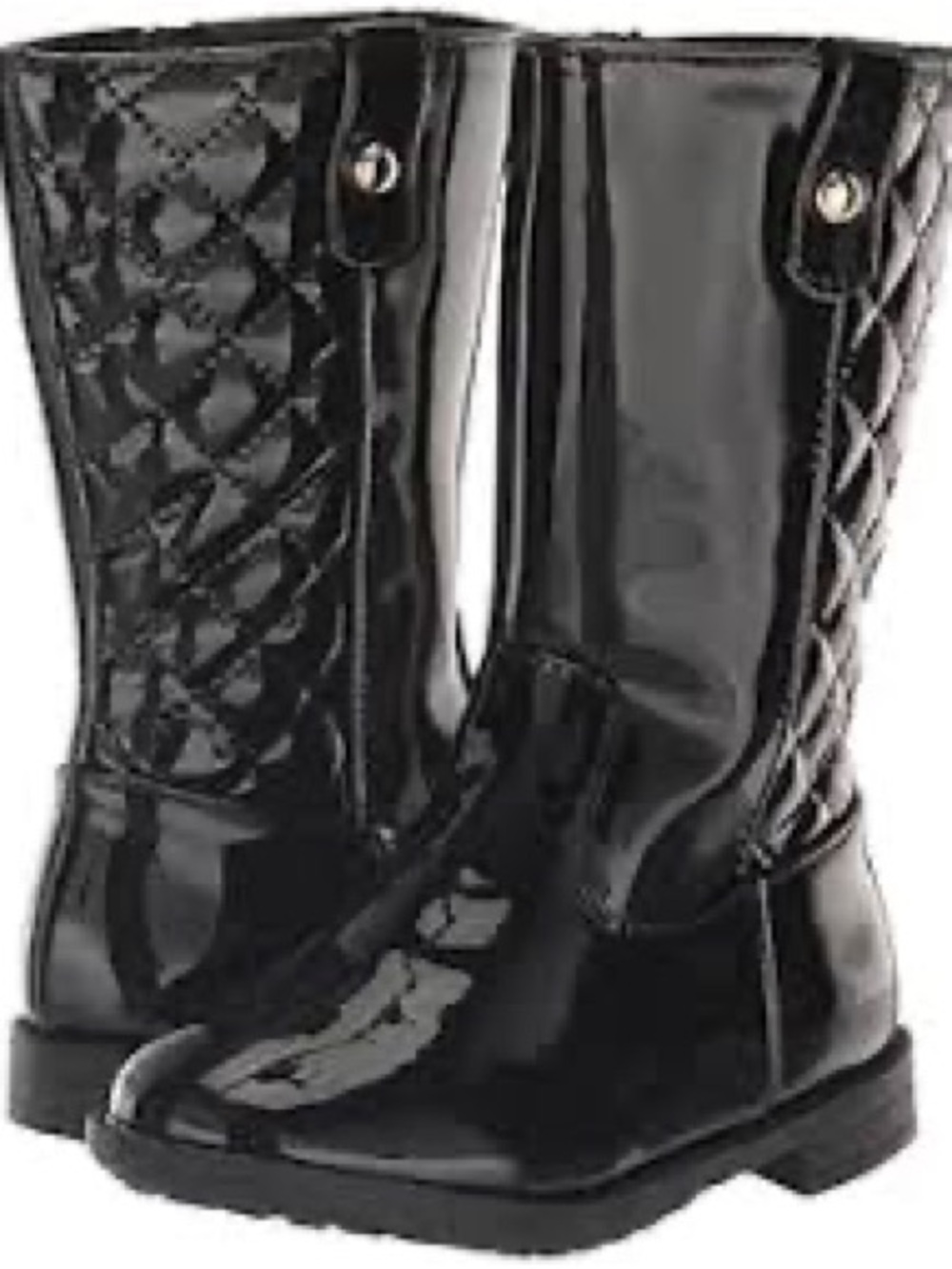 Gymboree Girls Black Patent Quilted Riding Boots Size 6